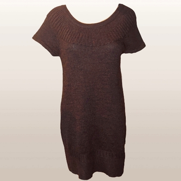 H&M Brown Wool Knit Sweater Dress with Boat Neck for Fall 🍂 - Picture 2 of 10